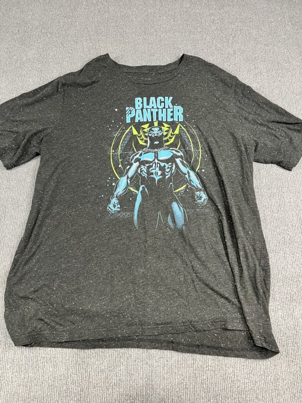 Marvel Black Panther Graphic Tee Black Speckled Mens Short Sleeve 3X